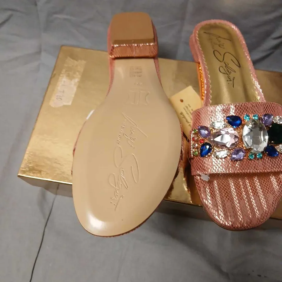 LUIGI SIELOGUET PINK CRYSTAL-EMBELLISHED MESH SANDALS SIZE 39