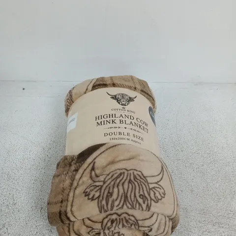 COTTON KING HIGHLAND COW MINK BLANKET – DOUBLE SIZE (150 X 200 CM)