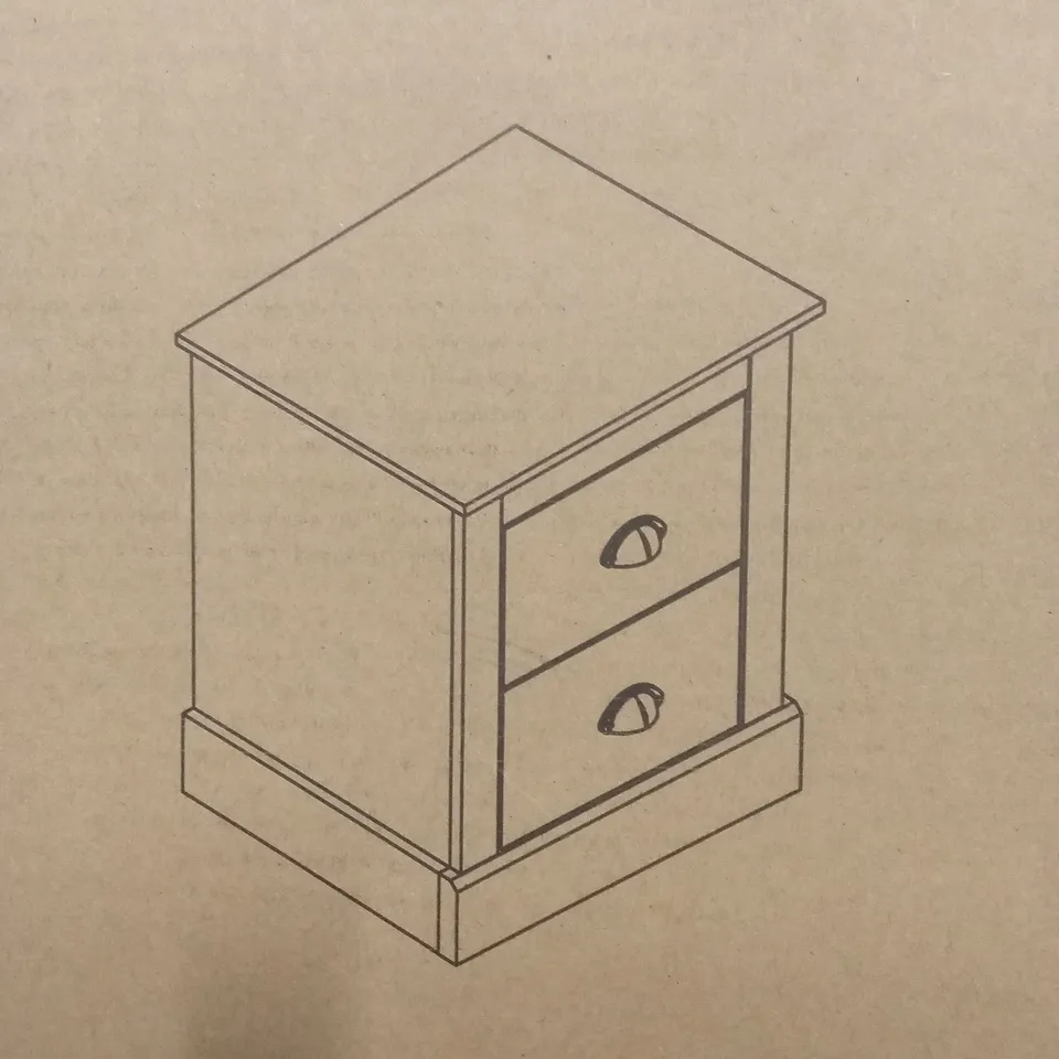 BOXED 2 DRAWER BEDSIDE - LIGHT GREY (1 BOX)