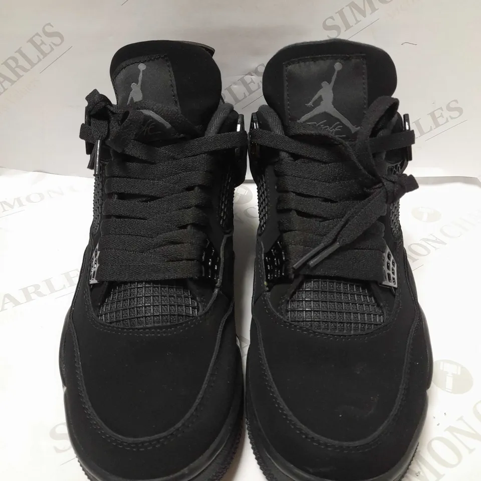IN THE STYLE OF AIR JORDAN 4 RETRO ‘BLACK CAT’, BLACK - SIZE 8.5