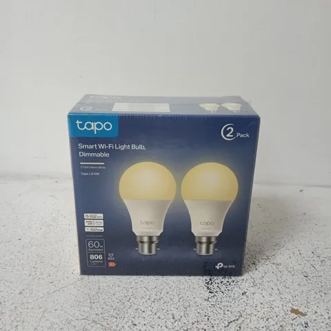 BOXED AND SEALED TP-LINK TAPO SMART WI‑FI LIGHT BULB – DIMMABLE, 2 PACK