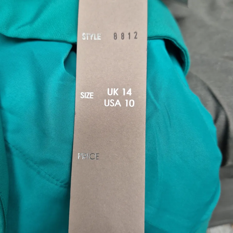 MICHAELA LOUISA TEAL SATIN JACKET / BLAZER – STYLE 8812 – UK 14 / USA 10