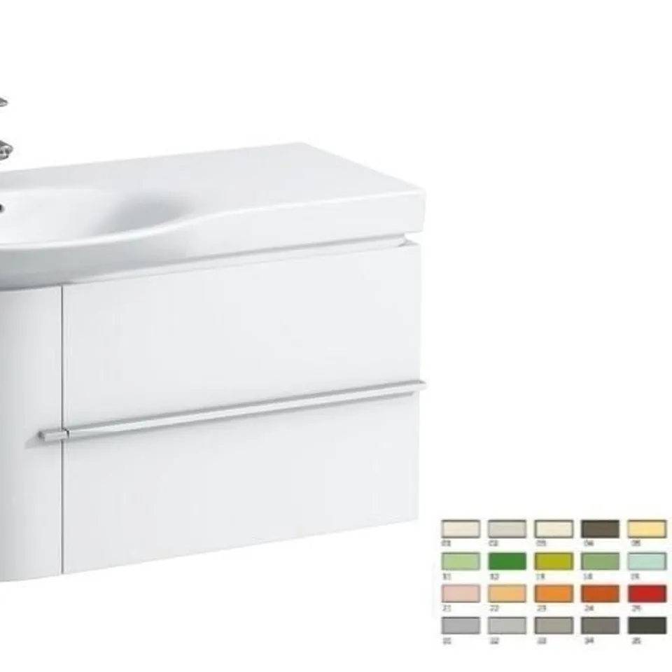 BOXED LAUFEN VANITY UNIT WITH TWO SOFT CLOSE DRAWERS, 840 (W) X 385 (D) X 450 (H)MM