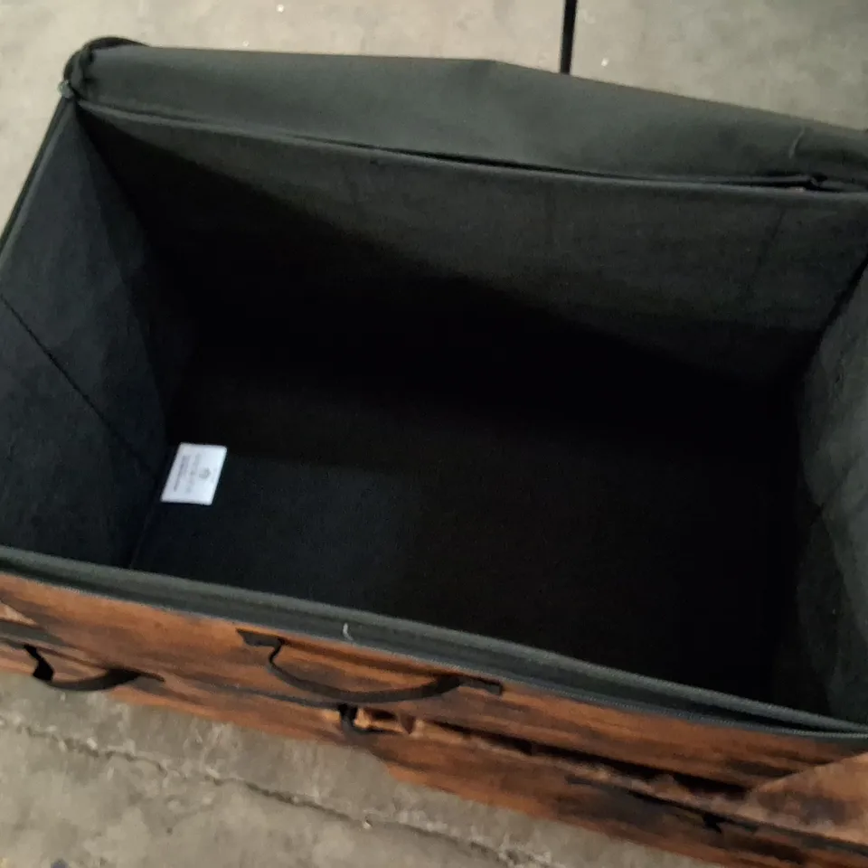 SET OF 3 FOLDABLE STORAGE ORGANISER BOXES, STORAGE BASKET WITH LIDS, HANDLES 50×30×30CM - BROWN