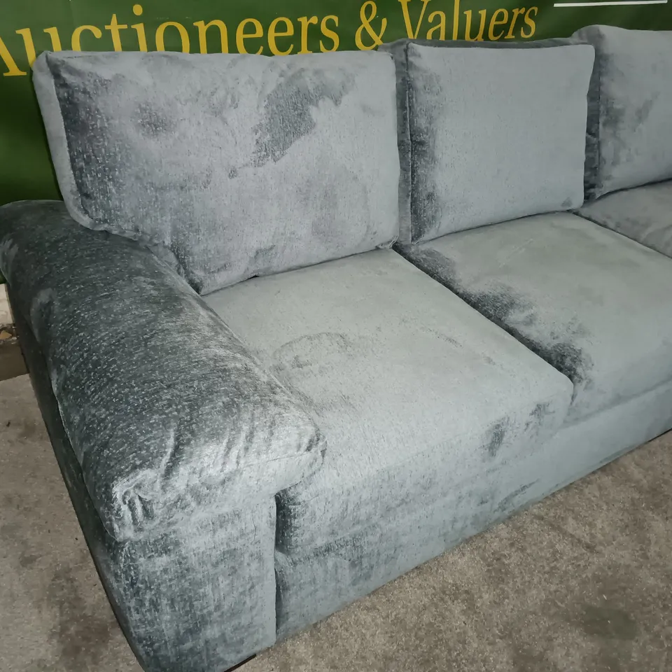 STEEL BLUE FABRIC CHAISE CORNER SOFA