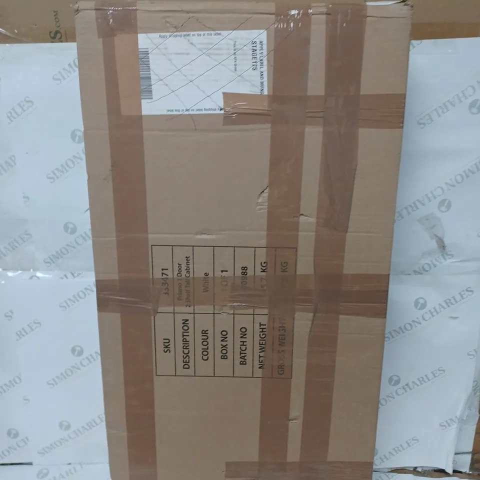 BOXED PRIANO 1 DOOR 2 SHELF CABINET - WHITE 