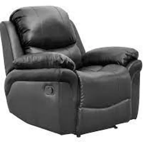 BOXED MADISON BLACK FAUX LEATHER MANUAL RECLINER CHAIR (1 BOX)