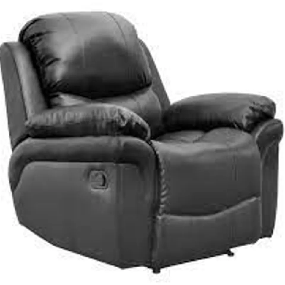 BOXED MADISON BLACK FAUX LEATHER MANUAL RECLINER CHAIR (1 BOX) RRP £349.99