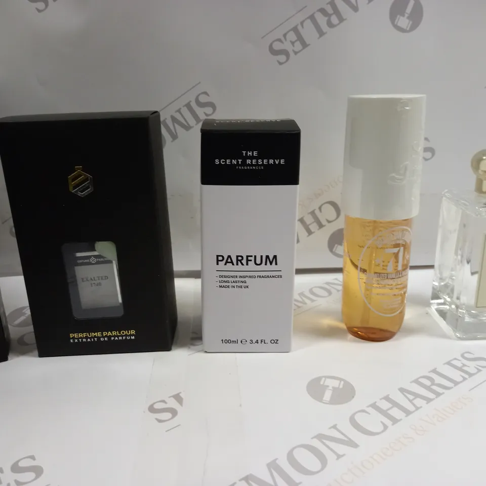 BOX OF APPROXIMATELY 10 ASSORTED FRAGRANCES TO INCLUDE JO MALONE COLOGNE, BRAZILIAN CRUSH BODY MIST, SCENT RESERVE PARFUM