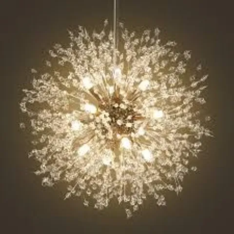 BOXED DANDELION 12  LIGHT GOLD SPUTNIK SPHERE STARBURST COLORFUL CHANDELIER (1 BOX)