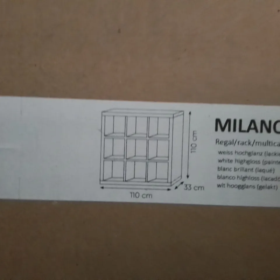 BOXED BRAND NEW DESIGNER MILANO 25 REGAL MULTICASE UNIT WHITE HIGH GLOSS 110 × 110 × 33cm