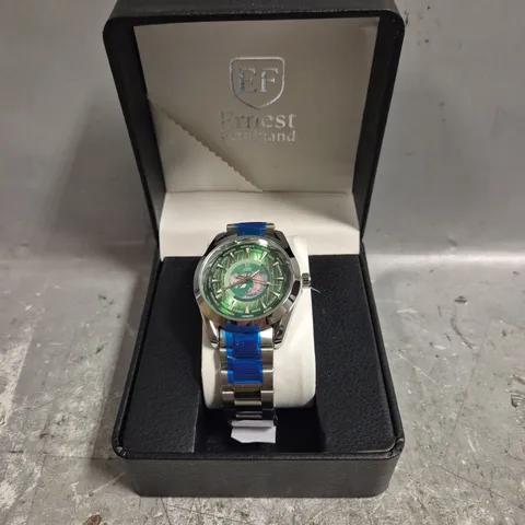 MENS ERNEST FERDINAND WATCH – GLOBAL DIAL – STAINLESS STEEL STRAP