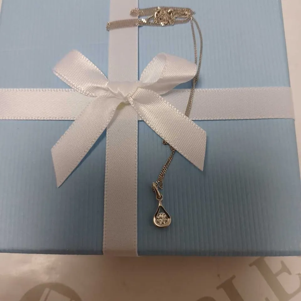 LOVE GOLD 9CT WHITE GOLD CUBIC ZIRCONIA 3MM PENDANT RRP £99