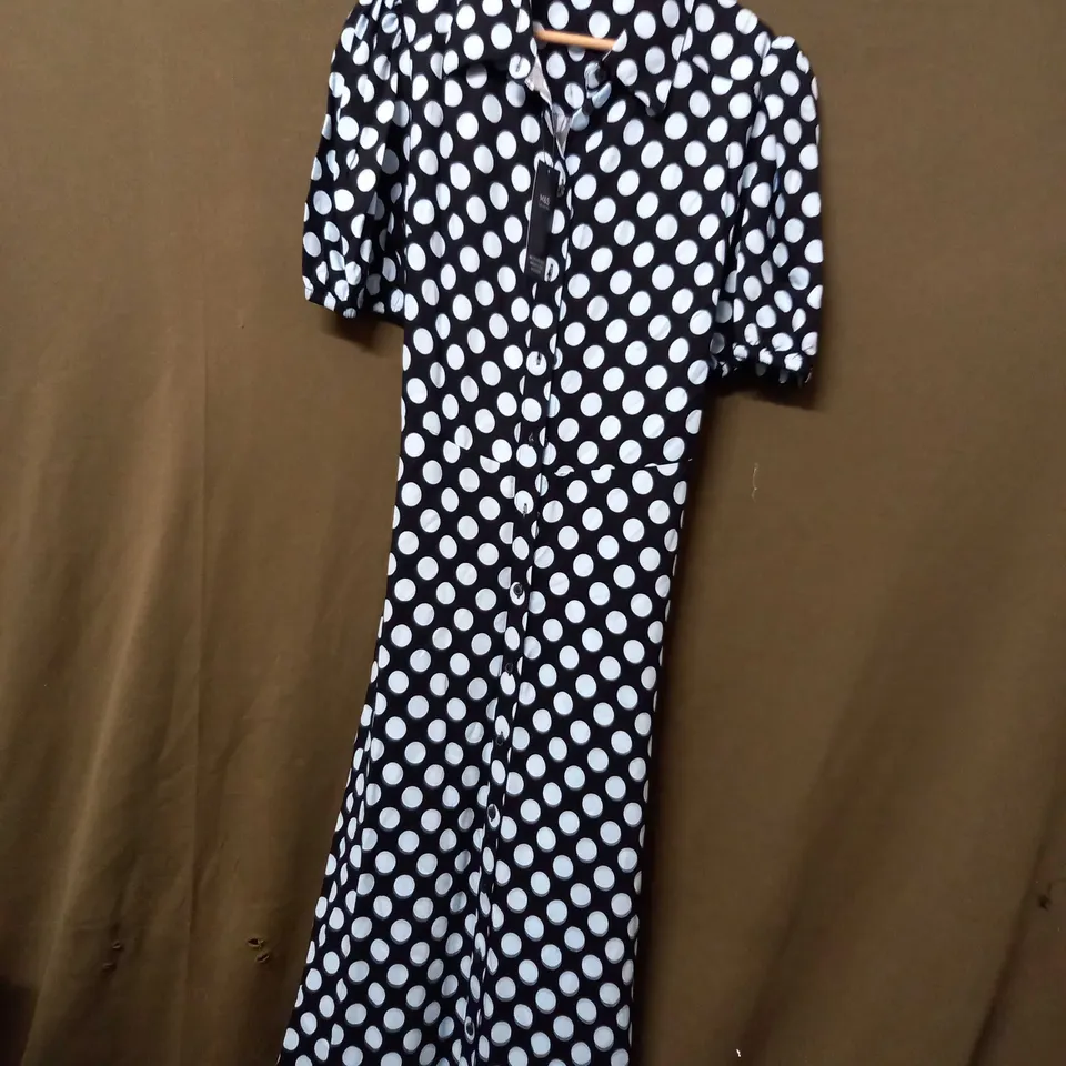 M&S POKKADOT LONG DRESS - SIZE 14