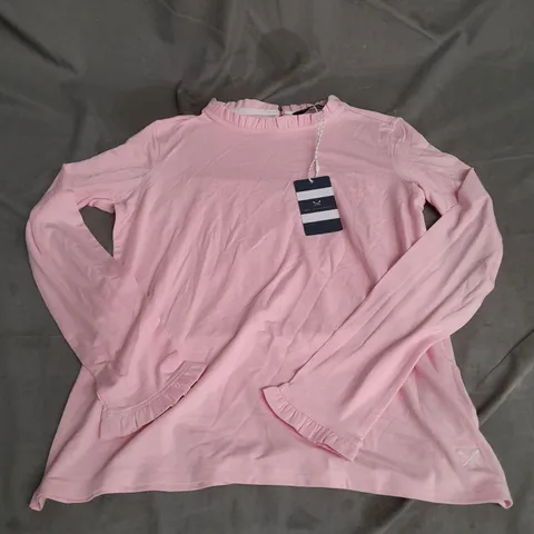 CREW CLOTHING COMPANY FRILL COLLAR LAYERING TOP IN PINK SIZE 8