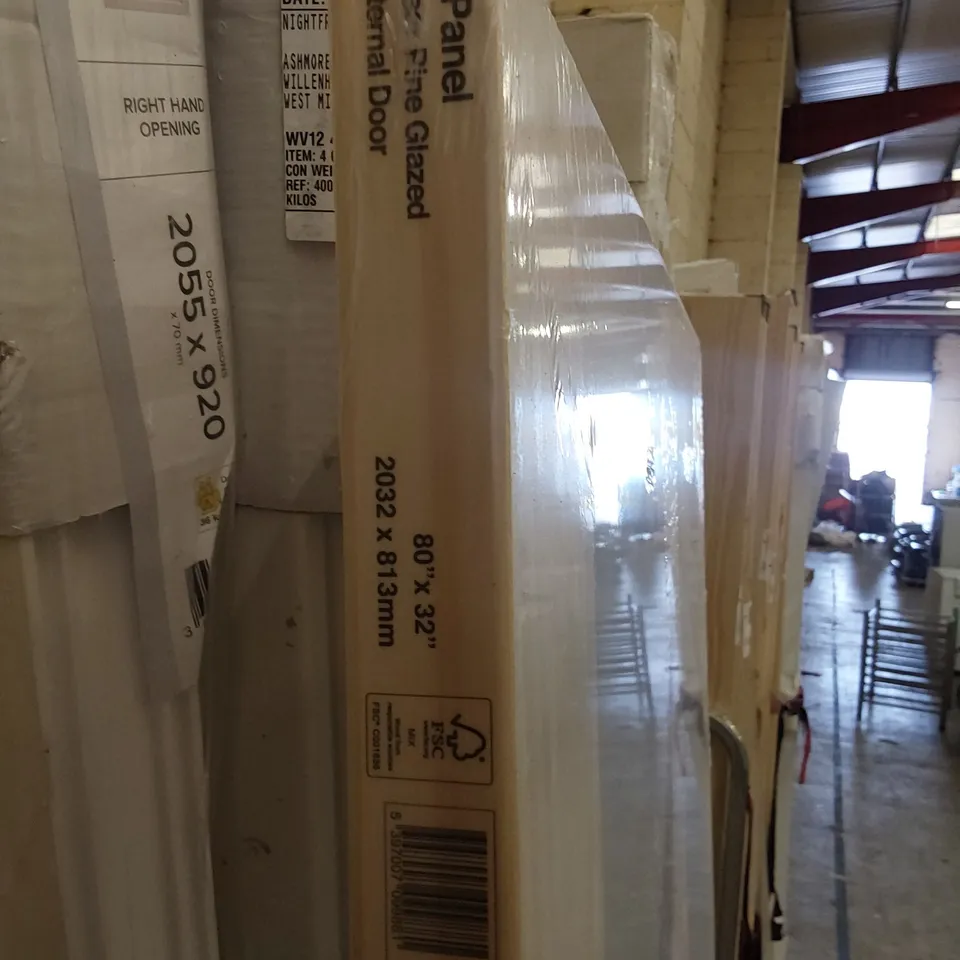 CLEAR PINE 4 PANEL INTERNAL HALF GLAZED DOOR 2032 × 813mm