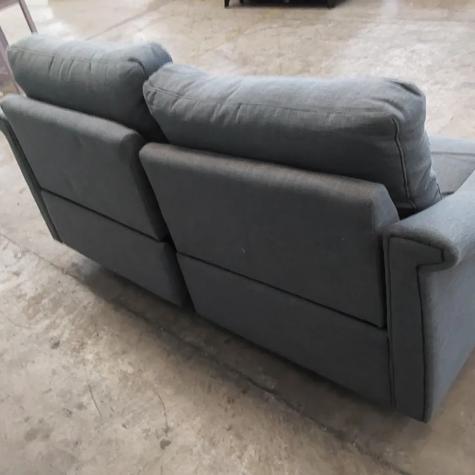 QUALITY G PLAN DESIGNER FLAIR 3 SEATER ELECTRIC RECLINER SOFA 2-CUSHION IN OASIS MERCURY BLUE FABRIC