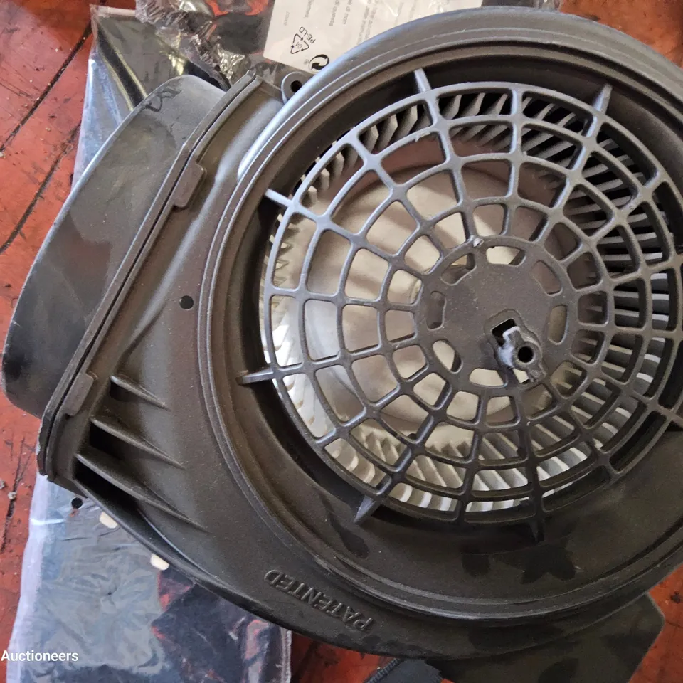 BOX OF ASSORTED EXTRACTOR PARTS, INCLUDING, MOTOR, CARBON FILTERS, FOAM FILTERS, DUCTING, WALL VENTS.