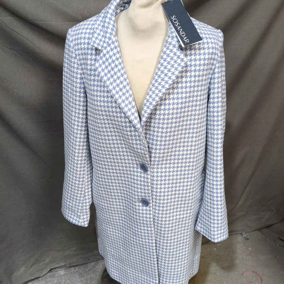 SOSANDER PASTE BLUE 12 DOGTOOTH CROMBIE BLAZER