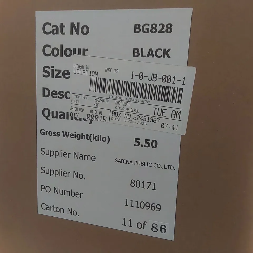 BOX CONTAINING APPROXIMATELY 15x BRAND NEW MAGISCULPT BLACK BODYSUITS - SIZE 44C