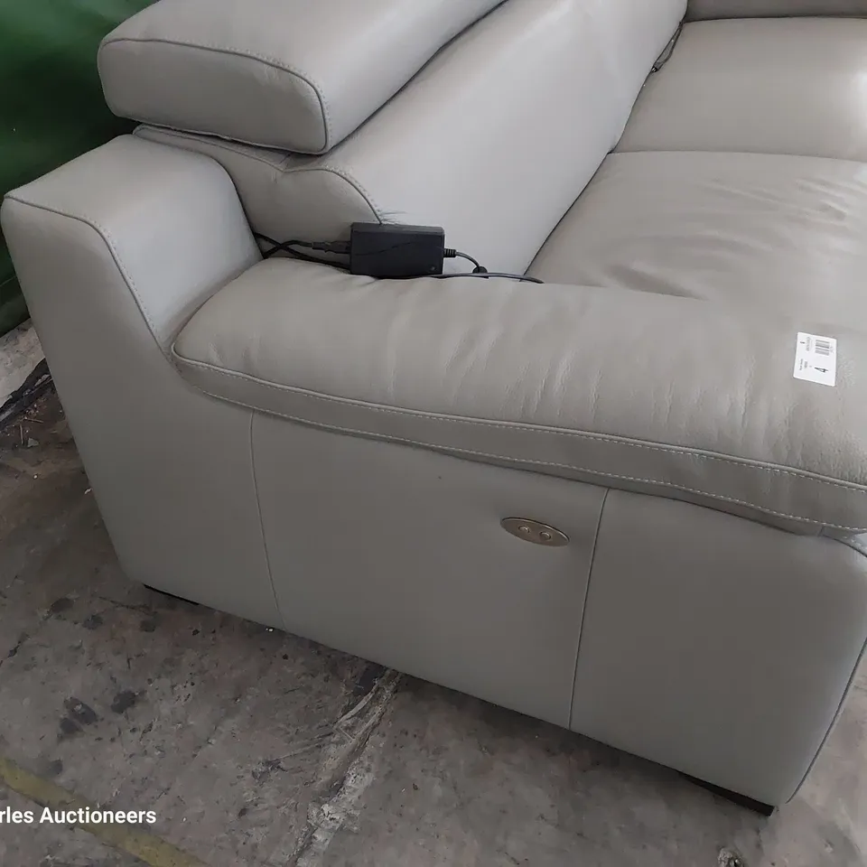 QUALITY ITALIAN DESIGNER RICCARDO POWER RECLINING THREE SEATER SOFA GREY LEATHER 