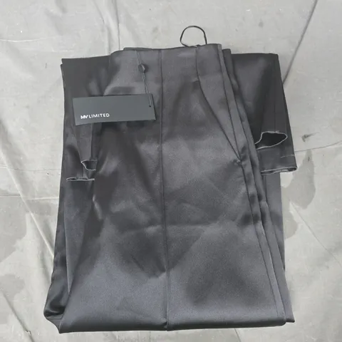 MV LIMITED BLACK SATIN WIDE LEG TROUSERS SIZE 12R