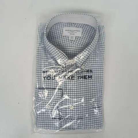 BAGGED CHARLES TYRWHITT SLIM FIT CHECK SHIRT IN BLUE SIZE 17/35IN