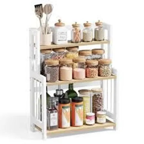 SONGMICS SPICE RACK, 3-TIER COUNTERTOP STORAGE SHELF