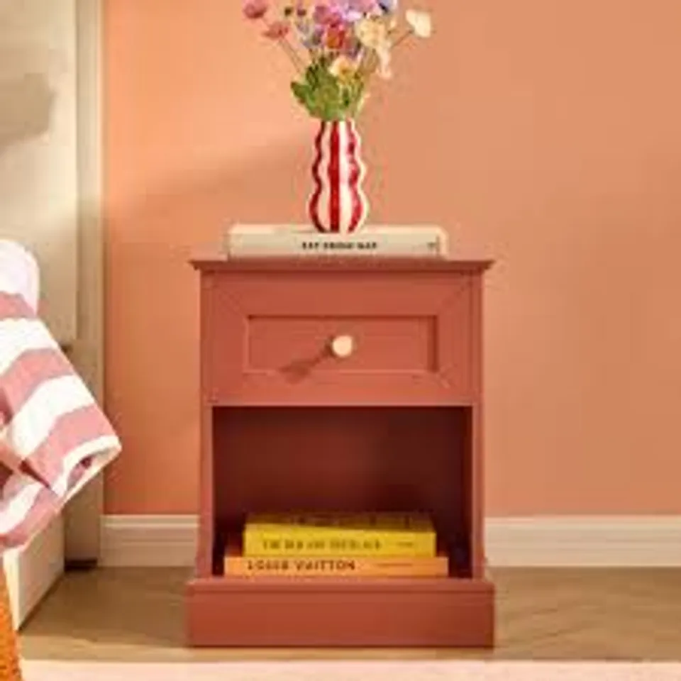 BOXED DUSK RUBY 1 DRAWER NIGHTSTAND - TERRACOTTA