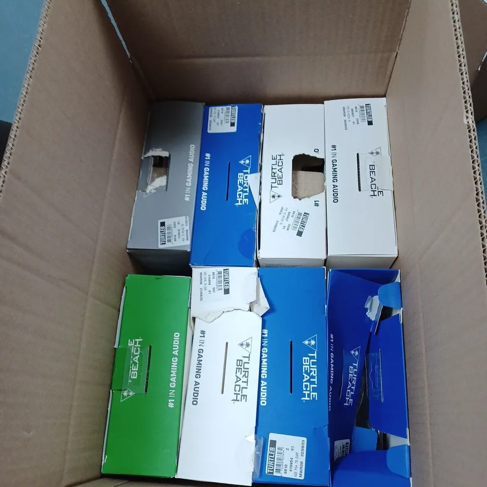 BOX OF APPROXIMATELY 8 ASSORTED TURTLE BEACH HEADSETS 