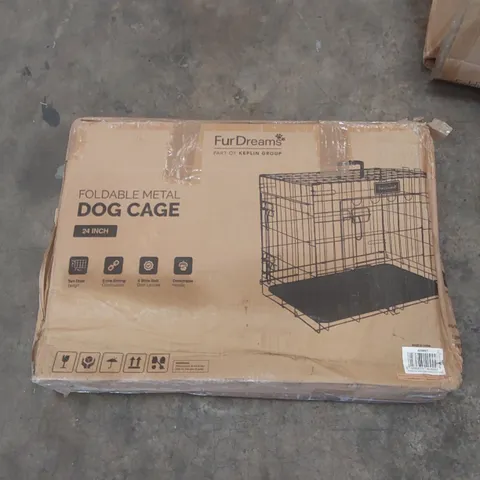 BOXED FURDREAMS 24" FOLDING METAL DOG CAGE