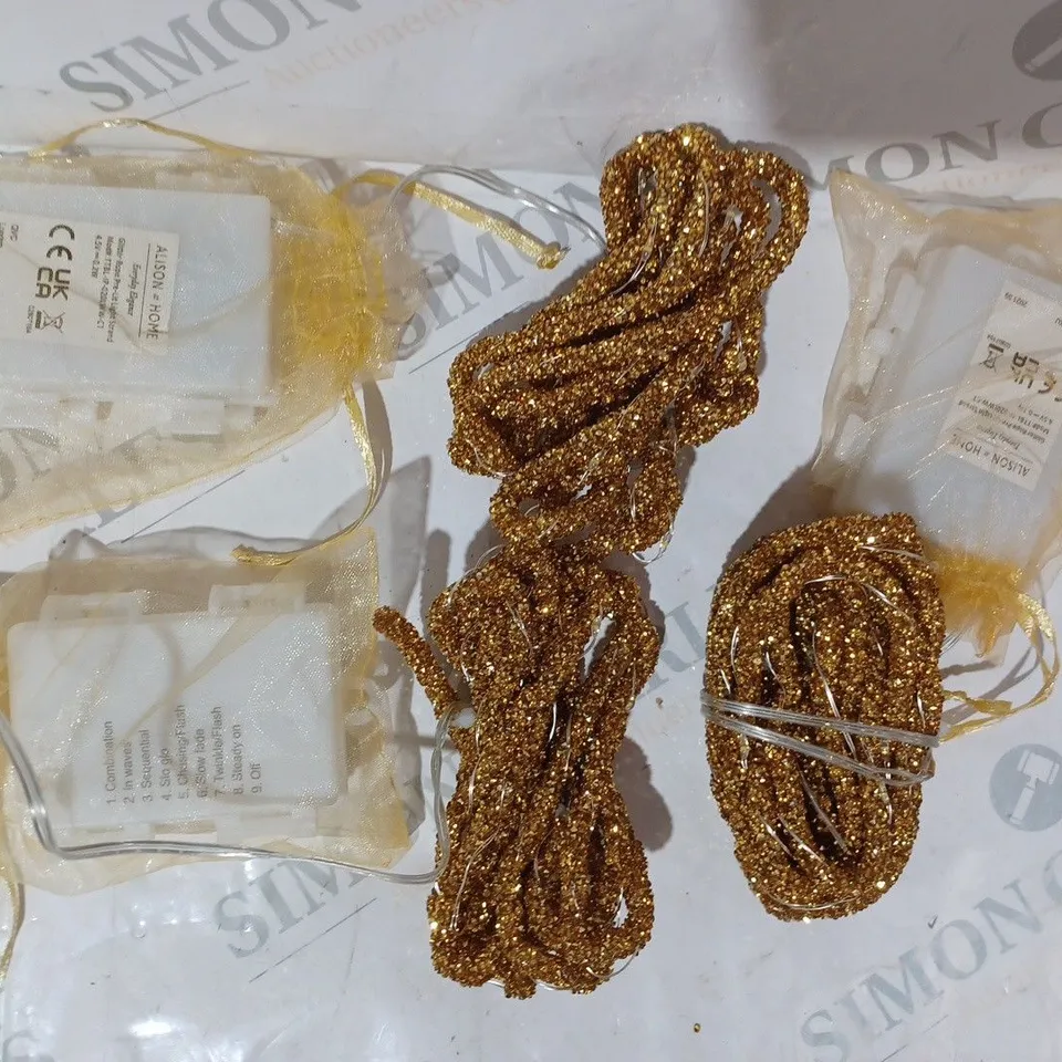 OUTLET ALISON CORK 2M INDOOR/OUTDOOR PRE-LIT GLITTER ROPE STRANDS IN GOLD COLOUR
