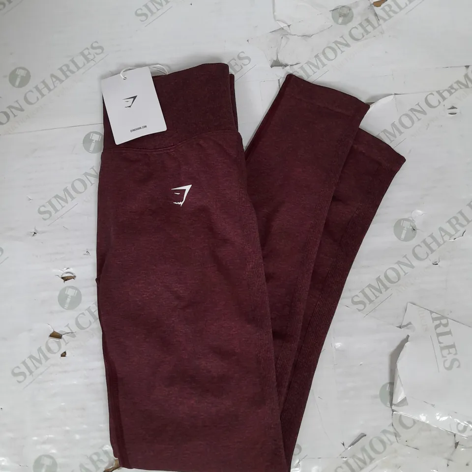 GYMSHARK LIFT CONTOUR SEAMLESS LEGGINGS IN PLUM PINK MARL SIZE S