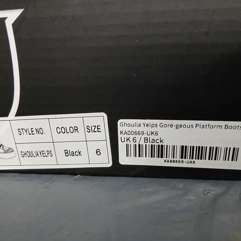 MONSTER HIGH X KOI GHOULIA YELPS GORE-GEOUS PLATFORM BOOTS UK 6 – BLACK