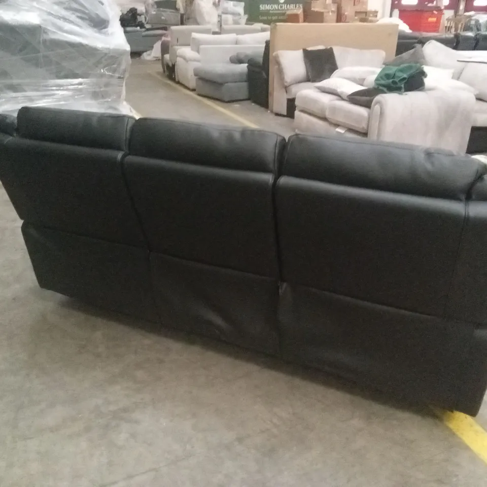 ALBION LUXURY FAUX LEATHER 3 SEATER HIGH BACK MANUAL RECLINER SOFA - BLACK RRP £749