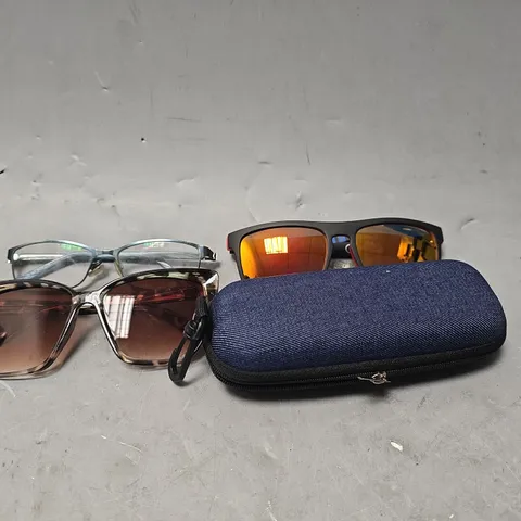 APPROXIMATELY 12 ASSORTED VISION CARE ITEMS TO INCLUDE - SUN GLASSES ,CARRY CASE  , EYEWEAR GLASSES