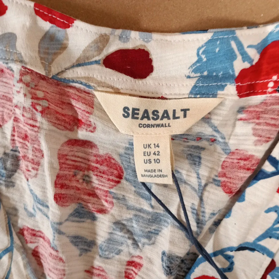 SEASALT CORNWALL ACHILLA VEST IN WHITE FLORAL MULTI - SIZE 14