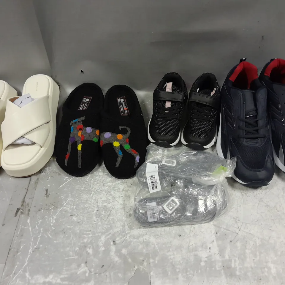 BOX OF APPROXIMATELY 15 PAIRS OF ASSORTED SHOES IN VARIOUS STYLES, COLOURS AND SIZES