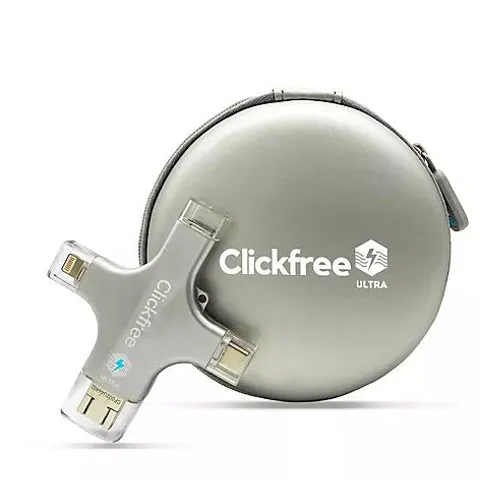 CLICKFREE ULTRA 128GB UNIVERSAL PHOTO & VIDEO BACKUP DEVICE W/ AI EDITING SUITE SILVER BOXED