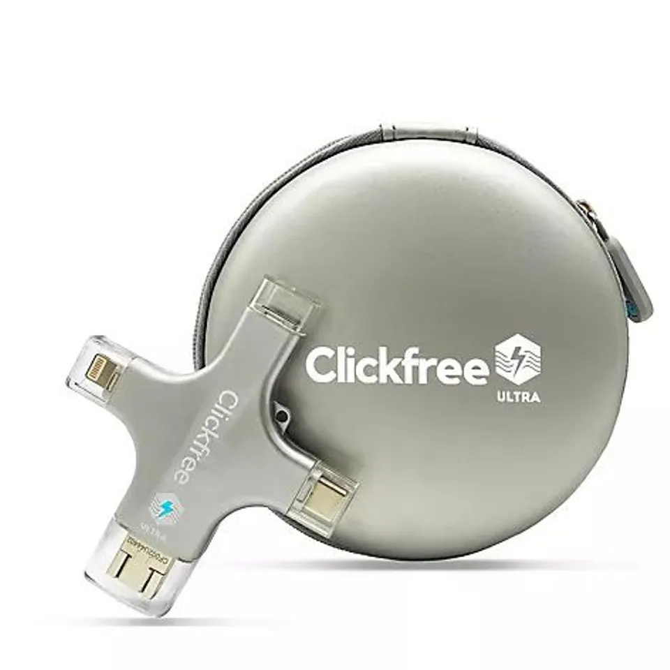CLICKFREE ULTRA 128GB UNIVERSAL PHOTO & VIDEO BACKUP DEVICE W/ AI EDITING SUITE SILVER BOXED