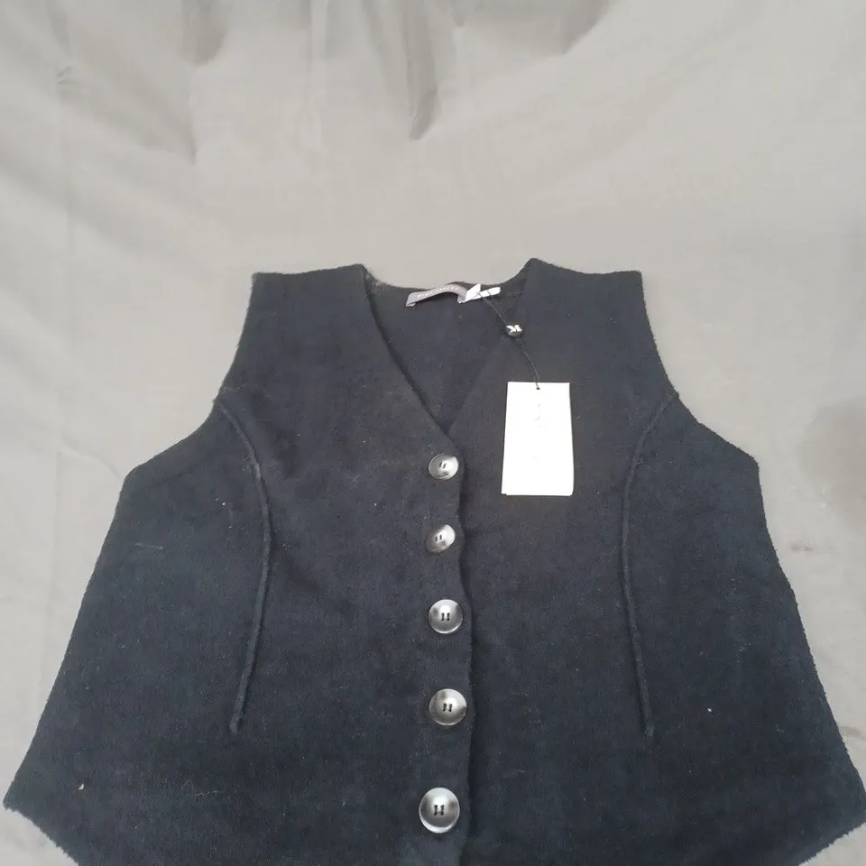 MINT VELVET NAVY TEXTURED WAISTCOAT SIZE S