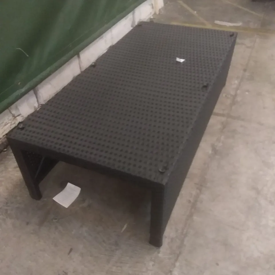 RATTAN EFFECT GARDEN COFFEE TABLE BLACK