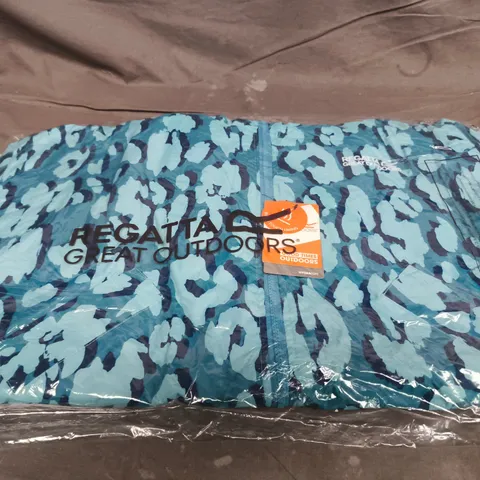 REGATTA HYDRAFORT KIDS' RAIN JACKET – TURQUOISE CAMOUFLAGE, UK 9-13 YEARS