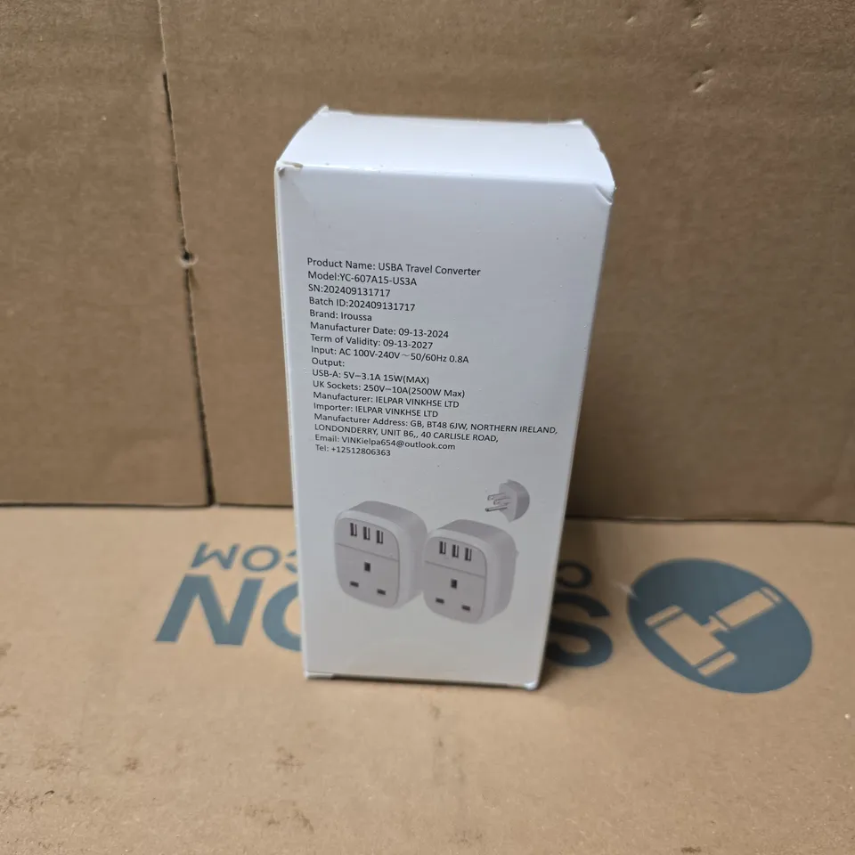 APPROXIMATELY 20 BOXED UK TO US ADAPTOR PLUGS