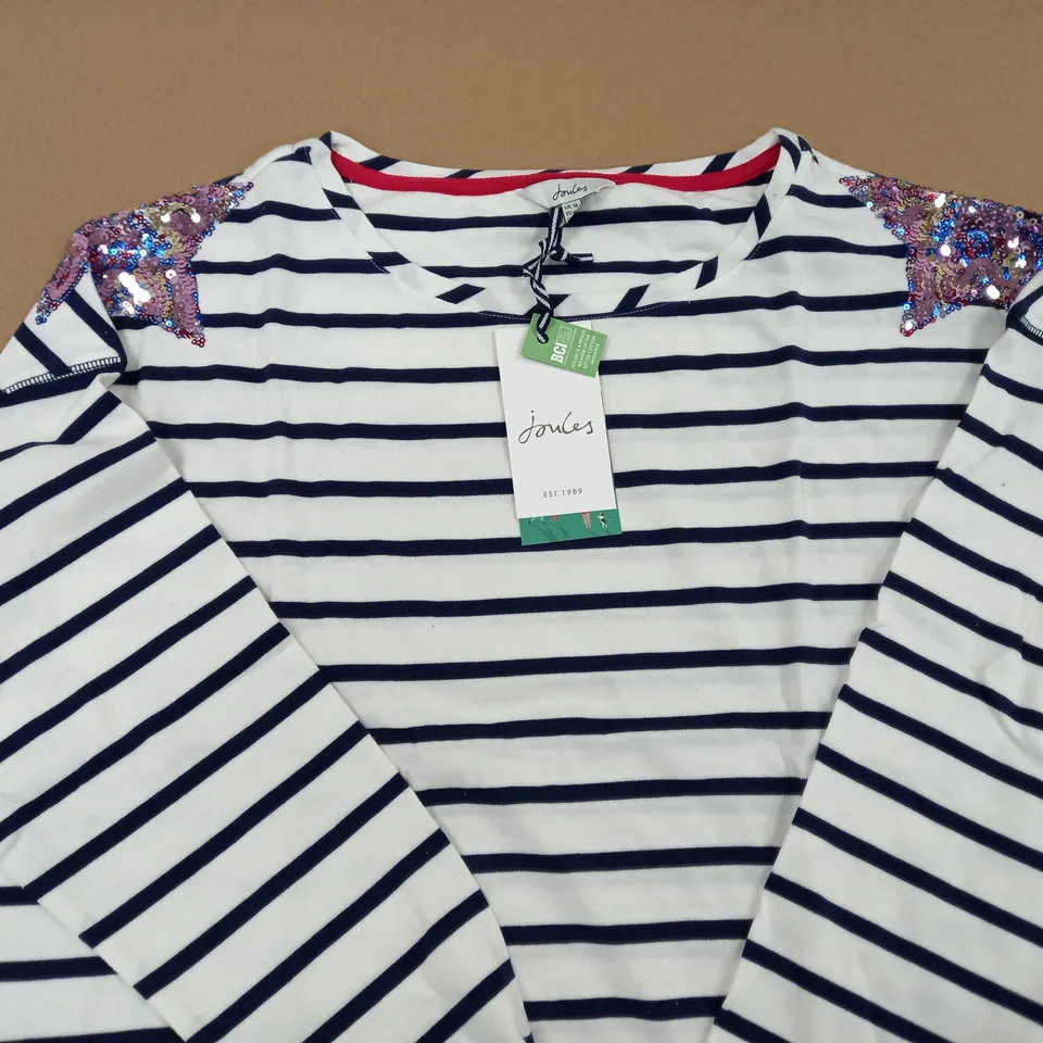 JOULES STRIPED SEQUIN STAR TOP BLACK/WHITE UK SIZE 14