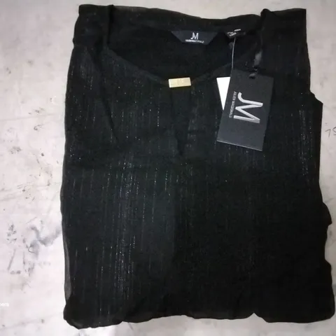 BOX OF APPROX 29 BRAND NEW JULIEN MACDONALD CHIFFON OVERLAP BLACK TOPS - SIZE 14