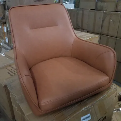 BOXED SET OF 2 BROWN FAUX LEATHER MAXINE DINING CHAIRS