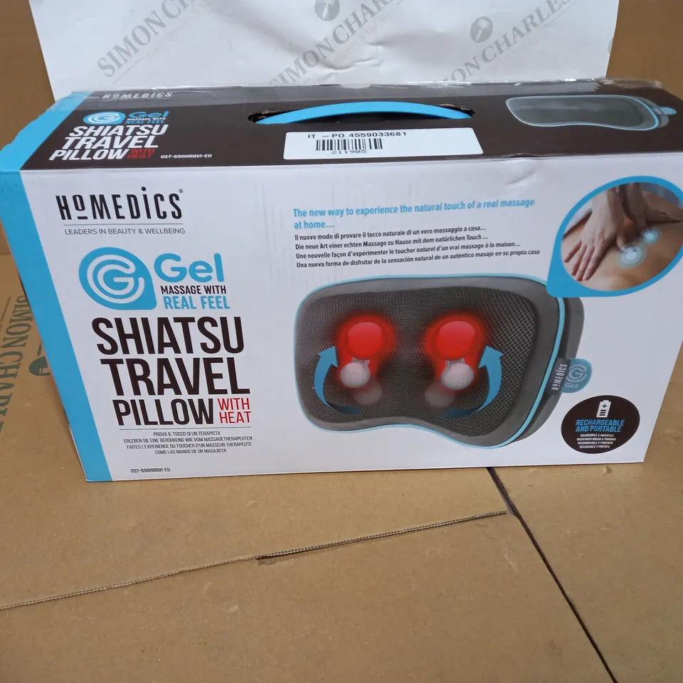 BOXED HOMEDICS SHIATSU TRAVEL PILLOW WITH HEAT GST-550HRQVI-EU