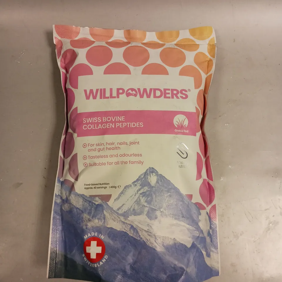 SEALED WILLPOWDERS SWISS BOVINE COLLAGEN PEPTIDES FOOD SUPPLEMENT - 400G 