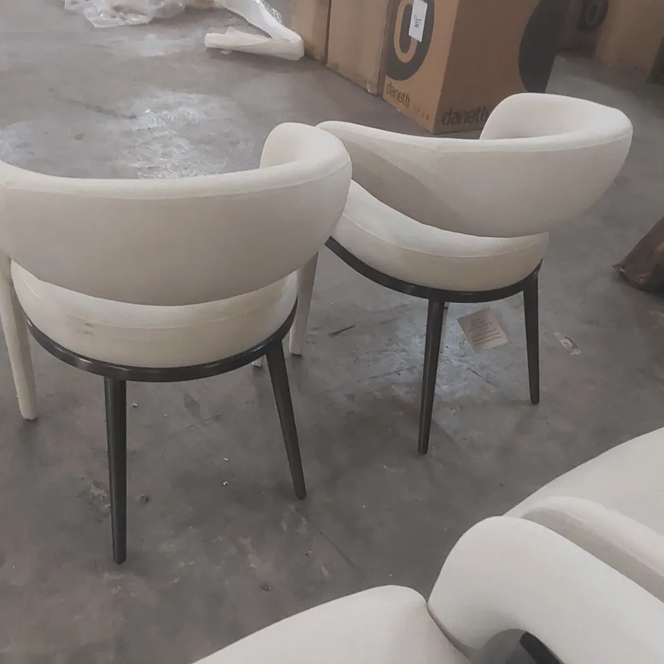 SET OF 5x DANETTI RHETT CREAM PLUSH FABRIC DINING CHAIRS